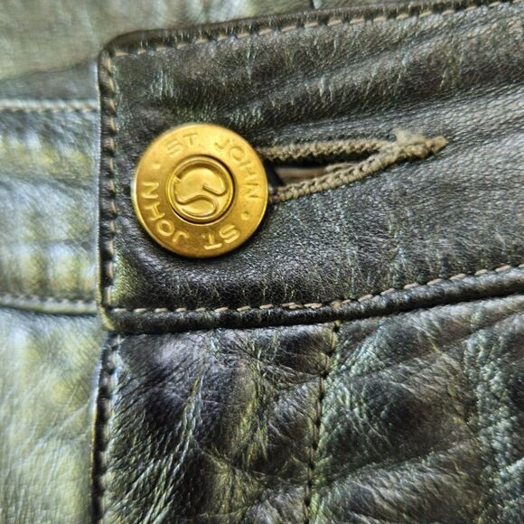 ST. JOHN Collection Shiny Gray Genuine Leather Pants Size 4 - Picture 5 of 10